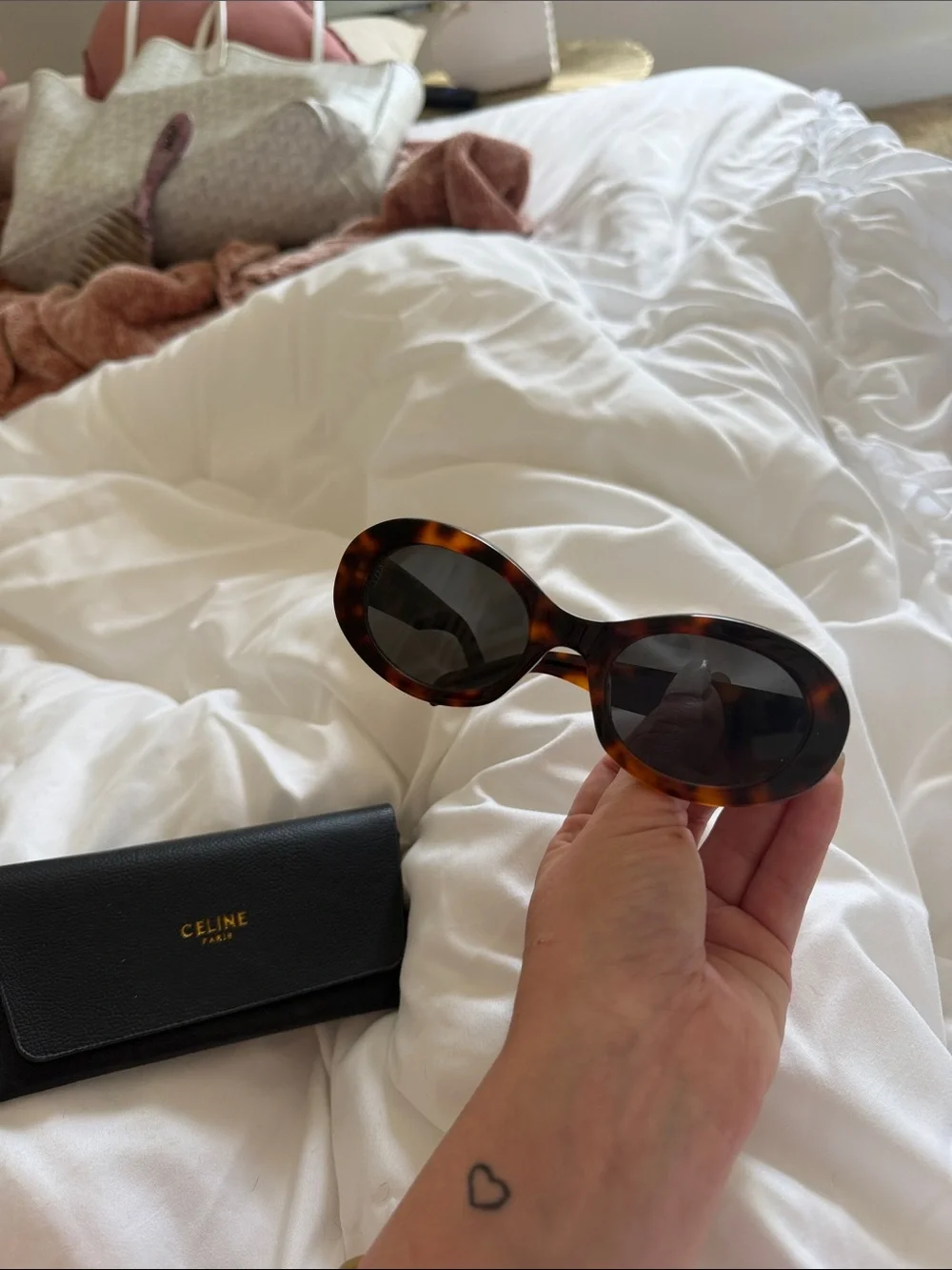 Celine Tortoiseshell Sunglasses with Gold Double-C Logo